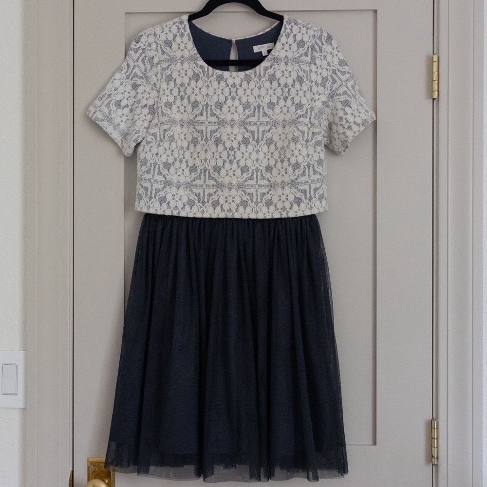 Anthropologie Weston Cream Lace Tulle Dress